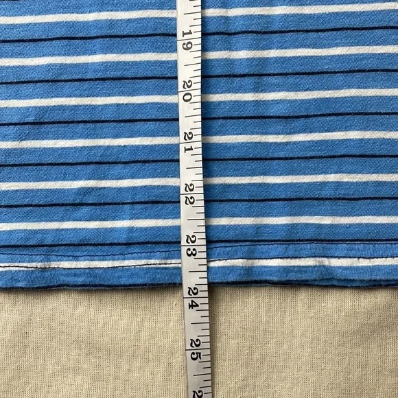 Polo Ralph Lauren Shirt Boys Large 14-16 Blue Stripe Short Sleeve Crewneck Shirt - Picture 9 of 9